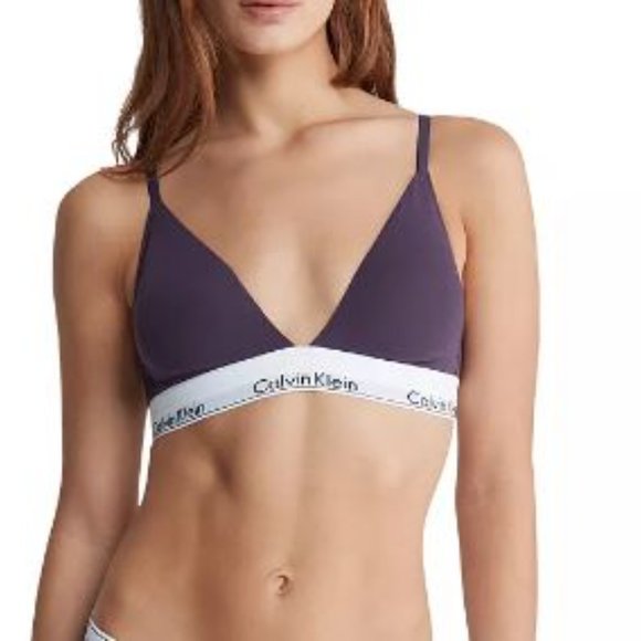 Calvin Klein Purple Modern Cotton Lightly Lined Triangle Wireless Bralette - Picture 2 of 5